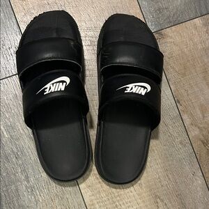 Nike Black Slides with White Logo